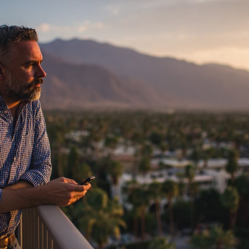 Man looking out over Southern California landscape reflecting emotional numbness and feeling dead inside before seeking depression therapy